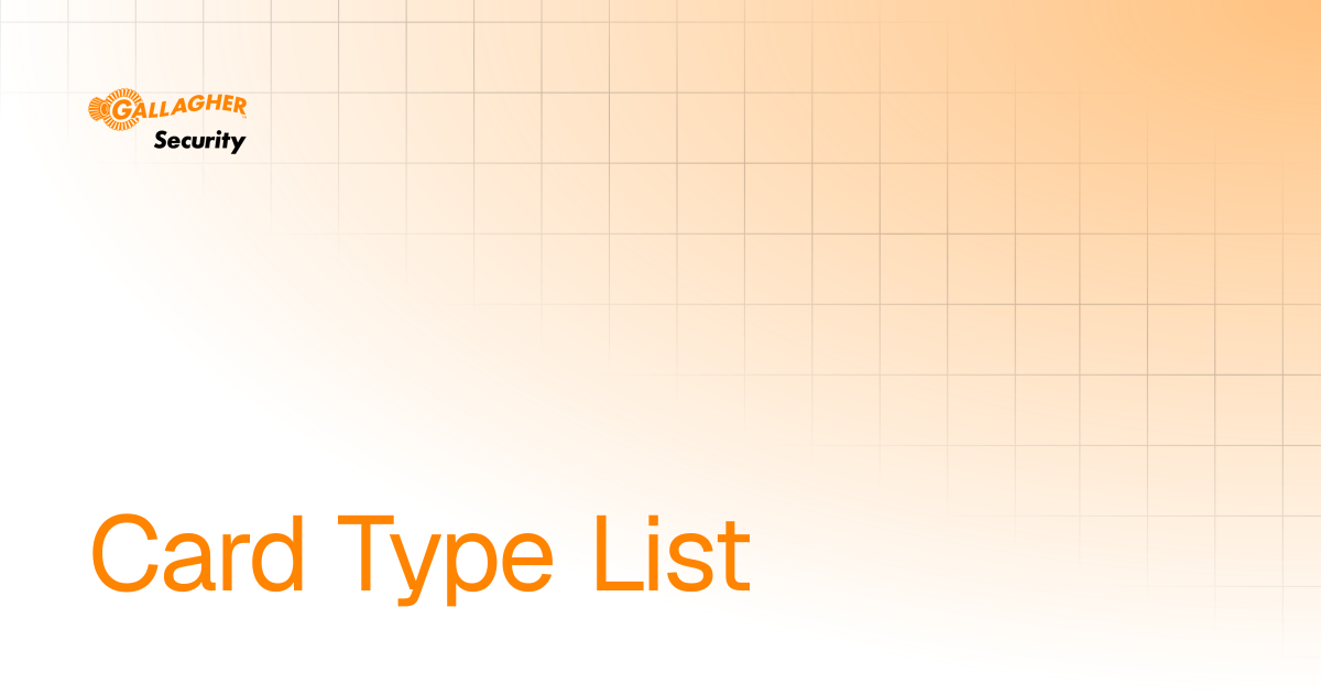 Card Type List | User Guide | Gallagher Command Centre Help